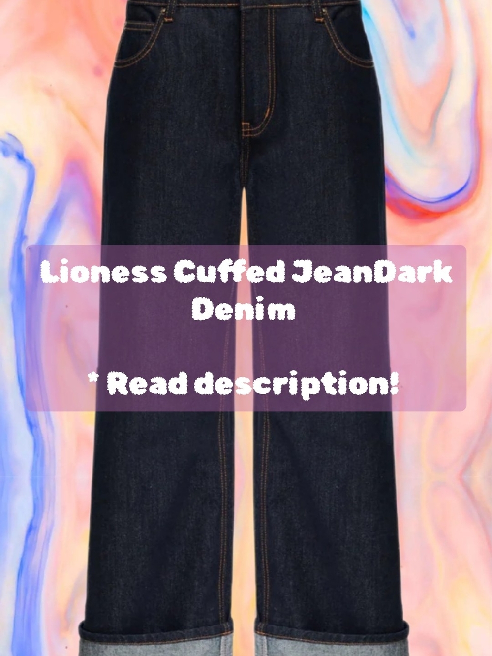 Lioness Dark Indigo Cuffed Wide-Leg Jeans